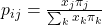 p_{ij} = \frac{x_j \pi_j}{\sum_k x_k \pi_k}