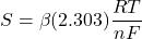  S = \beta (2.303) \dfrac{RT}{nF} 