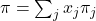 \pi = \sum_{j} x_j \pi_j