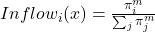 Inflow_i (x) = \frac{\pi_i^m}{\sum_j \pi_j^m}