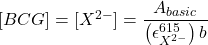  [BCG] = [X^{2-}] = \dfrac{A_{basic}}{\left(\epsilon_{X^{2-}}^{615}\right) b} 