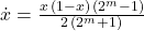 \dot{x} = \frac{ x \, (1 - x) \, (2^m - 1) }{2 \, (2 ^ m + 1)}