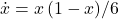 \dot{x} = x \, (1 - x) / 6