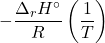  -\dfrac{{\Delta}_rH^{\circ}}{R}\left(\dfrac{1}{T}\right) 