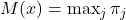 M(x) = \max_{j} \pi_{j}