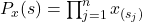 P_x(s) = \prod_{j=1}^n x_{(s_j)}