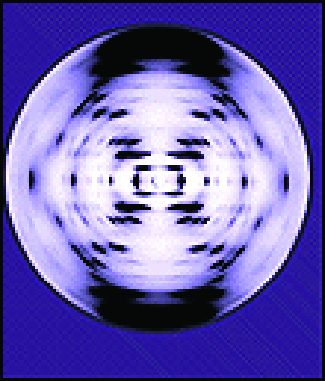 An image shows a circular illustration with rings of dots that are blurred together.