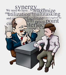 cartoon of jargon-speaking lawyer