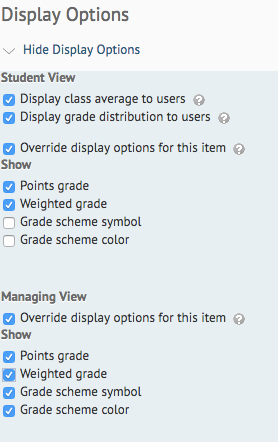 Grade Item Display Options