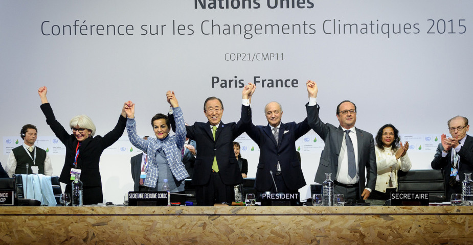 Global leaders join hands at the COP21 in Paris, France
