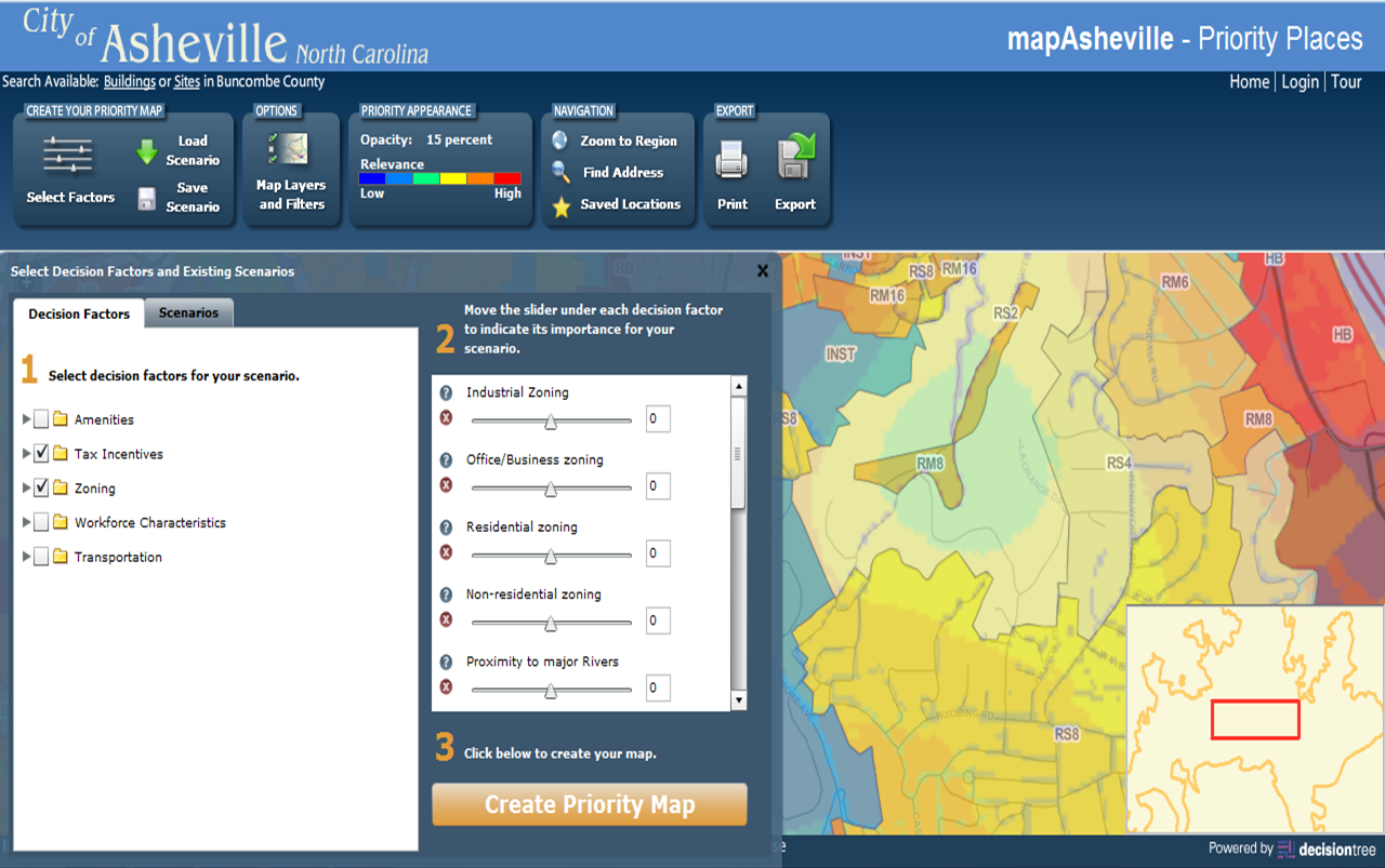 Priority Places interactive suitability analysis tool