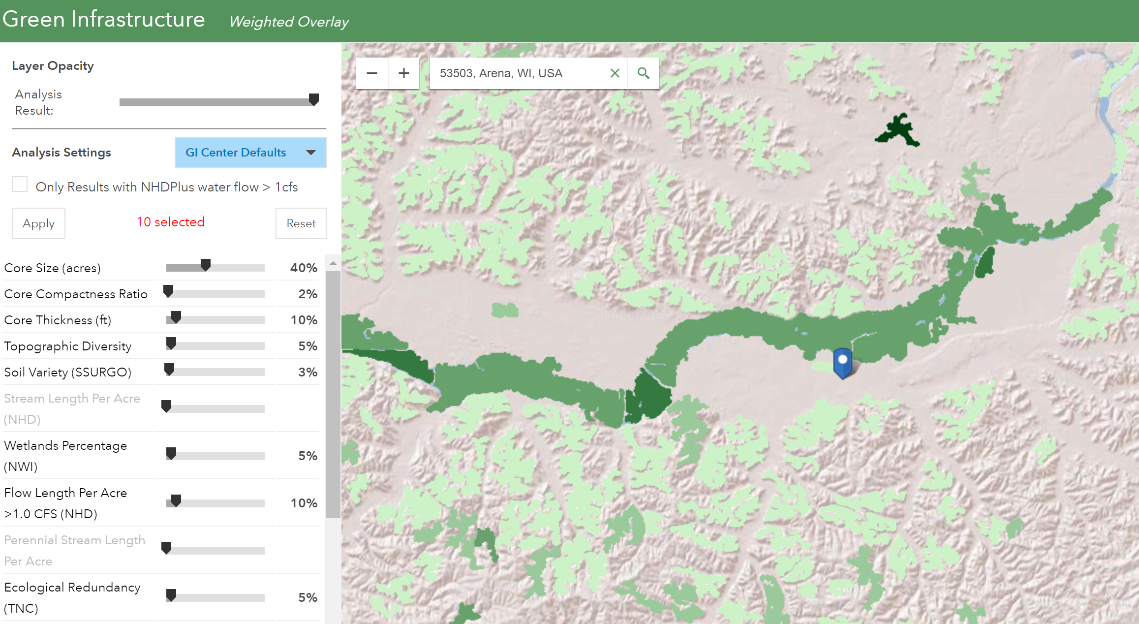 Green Infrastructure dashboard