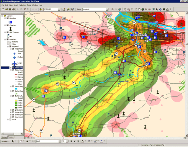 Identifying areas in proximity to a proposed pipeline