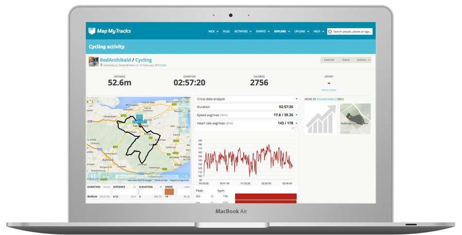 Screen grab from MapMy Tracks