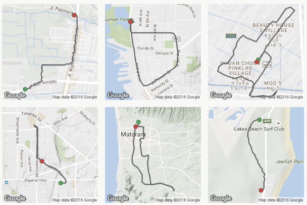 Map data from Google Map with mapped runs