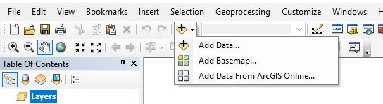 Screenshot of how to import data in ArcGIS