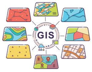 GIS circle with layers of data around the GIS
