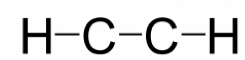 Rough Lewis structure for C subscript 2 H subscript 2. There is an H atom on the left that is singly bonded to a carbon atom. The carbon atom is then singly bonded to another carbon atom. That carbon atom is singly bonded to hydrogen atom.
