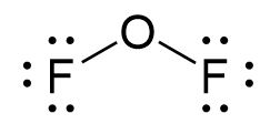 Rough lewis structure for O F 2. Oxygen is singly bonded to each fluorine atom. Each fluorine atom has 3 lone pairs for a total of 8 electrons around each.