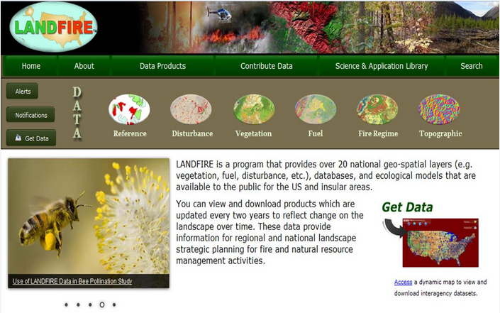 Landfire landing page, https://www.landfire.gov/index.php