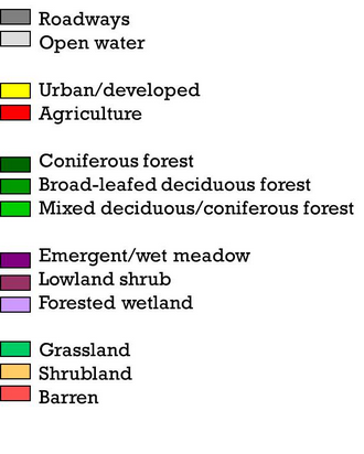 Reclassification of landcover for wolf study. Figure by A.White, MS Thesis, UW-Madison