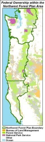 West coast map of Northwest forest plan