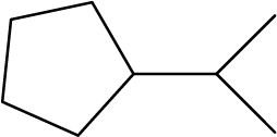 This figure shows a pentagon with a vertex pointing right, from which a line segment extends that has two line segments attached at its right end, one extending up and to the right, and the other extending down and to the right.