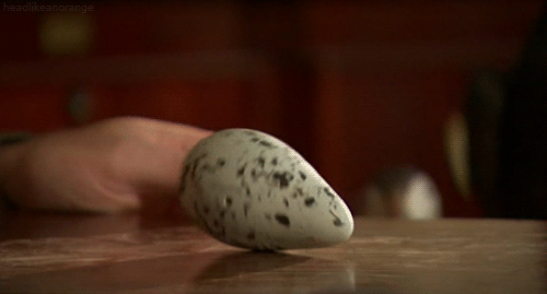 Gif of egg spinning on a table.