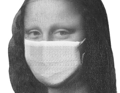 The Mona Lisa wearing a face mask