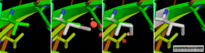 Screenshots of a mutation appearing and rotating in the PyMOL mutagenesis wizard