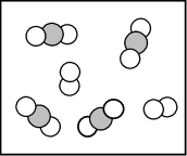 A box, showing two O2 molecules and four CO2 molecules.