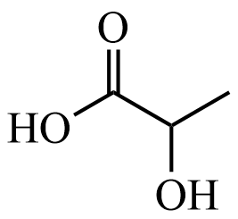 Lactic acid, 2-Hydroxypropanoic acid, CH3CH(OH)COOH.