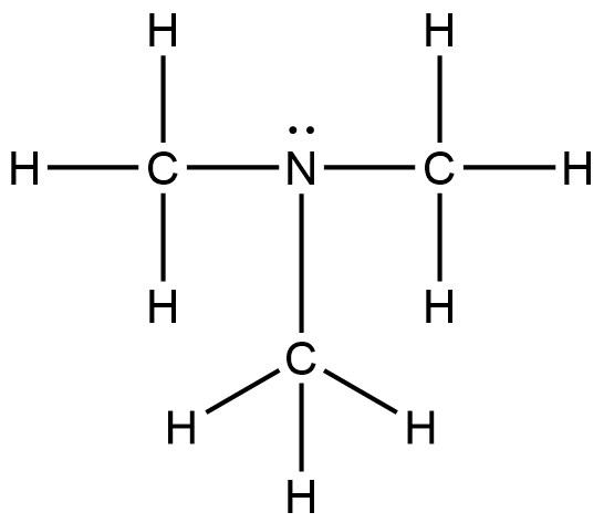 Molecule of trimethylamine (N(CH3)3) is shown.