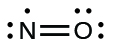 A Lewis structure shows a nitrogen atom, with one lone pair and one lone electron double bonded to an oxygen atom with two lone pairs of electrons.