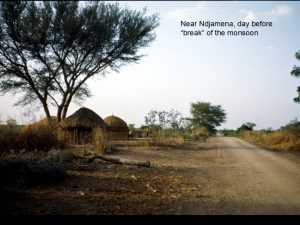 A village in a dry dusty savanna environment