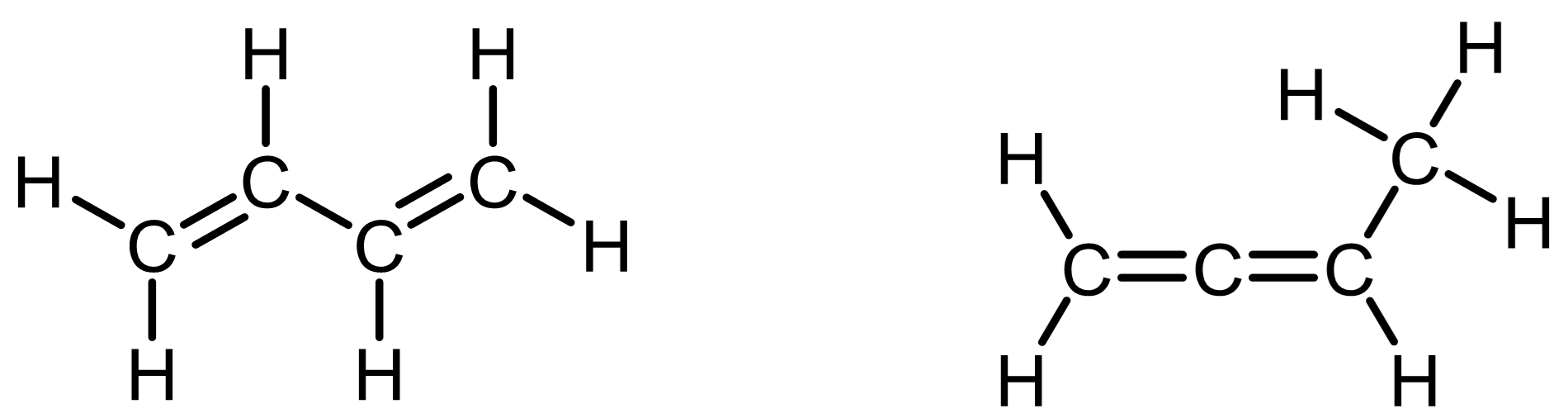 Lewis structures of 1,3-butadiene and 1,2-butadiene