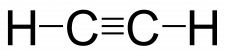 Final Lewis structure for HCCH. The two central carbons are bonded to each other with a triple bond. Each carbon is also bonded to one hydrogen atom.