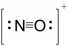 Final lewis structure for nitrogen encased in brackets with a plus charge outside the brackets in the upper right corner.