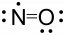 Completed lewis structure for NO. There are two bonds between nitrogen and oxygen, and the free radical is placed on the nitrogen.