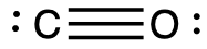 The right structure of this pair shows a carbon atom with one lone pair of electrons triple bonded to an oxygen with one lone pair of electrons.