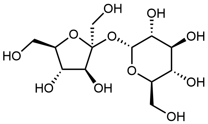 molecular structure of sucrose.